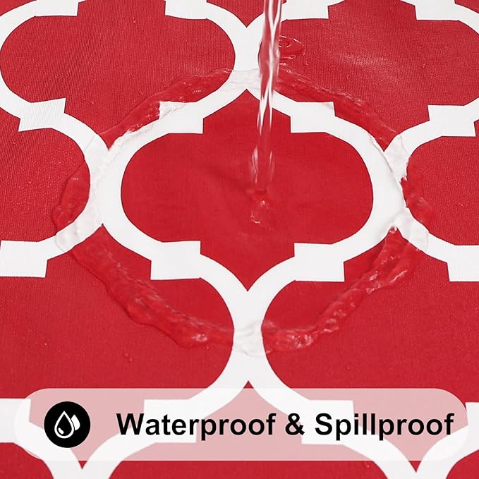 Smiry Rectangle Table Cloth, Waterproof Vinyl Tablecloth with Flannel Backing for Rectangle Tables, Wipeable Spillproof Plastic Tablecloths for Dining, Camping, Indoor and Outdoor (54"x120", Red)