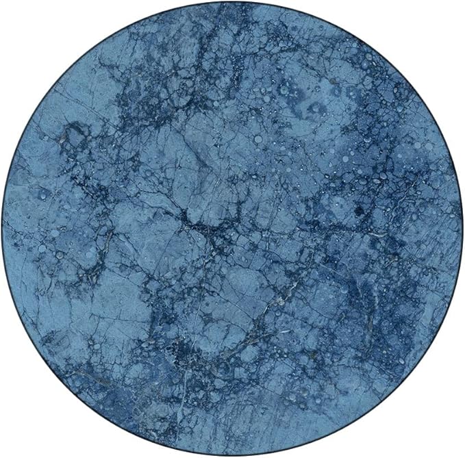 Round Tablecloth, Marble Tablecloth for Side Table, Abstract Crack Pattern, Fit Round Tables 44inch Diameter, Buffet Table/Parties/Holiday Dinner, Blue