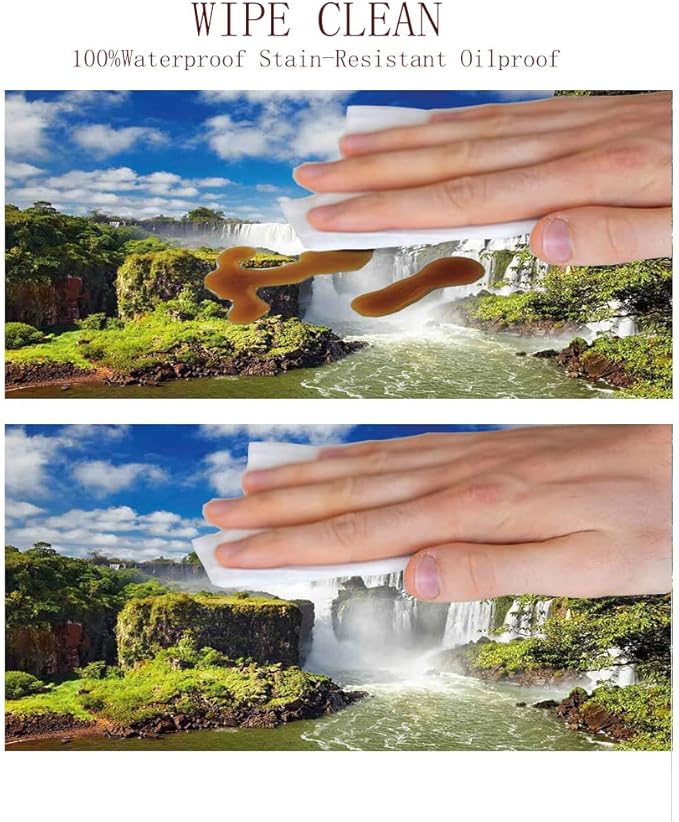 Polyester Tablecloth, Landscape Waterproof Oil-Proof PVC Table Cloth, Majestic Waterfall River Argentinean Falls Natural, Fit Round Tables 39inch Diameter, for Holiday Dining Table, Dinner, Party