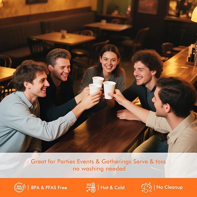 50 Pack 16 oz Disposable Coffee Cups with Lids and Sleeves, Paper Coffee Cups for Hot/Cold Drinks, Leak-Proof To Go Cups for Home, Cafes, Events and Office