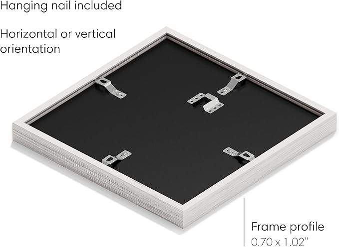 Haus and Hues 10x10 Picture Frame with Real Glass and White American Oak Matted to 5x5 - Oak 10x10 Frame With Mat - Includes Vertical & Horizontal Hang - Ideal for Home, Room, Office (10x10 in, White)
