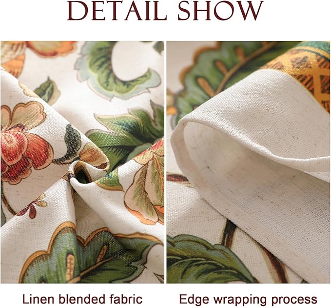 patdrea Designer Vintage Linen Rectangular Tablecloth,Provencal Rustic Floral Pattern Tablecloths,Decorative Table Cover Cloth for Kitchen,Dining,Tea Party,Home,Christmas,63"*94"