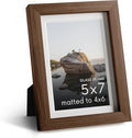 Haus and Hues 5x7 Picture Frame with Real Glass and Walnut Oak Matted to 4x6 - Oak 5x7 Wood Picture Frame - Includes American Oak, Easel Back, Vertical Hang - Ideal for Home or Office (5x7 in, Walnut)