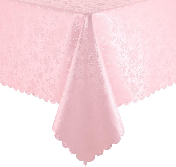 Smiry Rectangle Table Cloth, Waterproof Heavy Duty Vinyl Tablecloths, Wipeable Washable Table Cover for Kitchen, Dining Room & Valentines (Pink, 60" X 120")