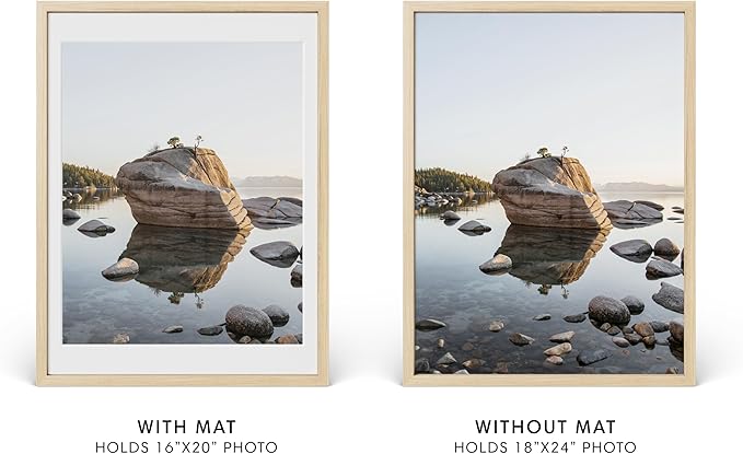 HAUS AND HUES 18x24 Picture Frame with Real Glass and Natural American Oak Matted to 16x20 - Oak 18x24 Frame Wood - Includes Vertical & Horizontal Hang - Ideal for Home, Office (18x24 in, Natural)
