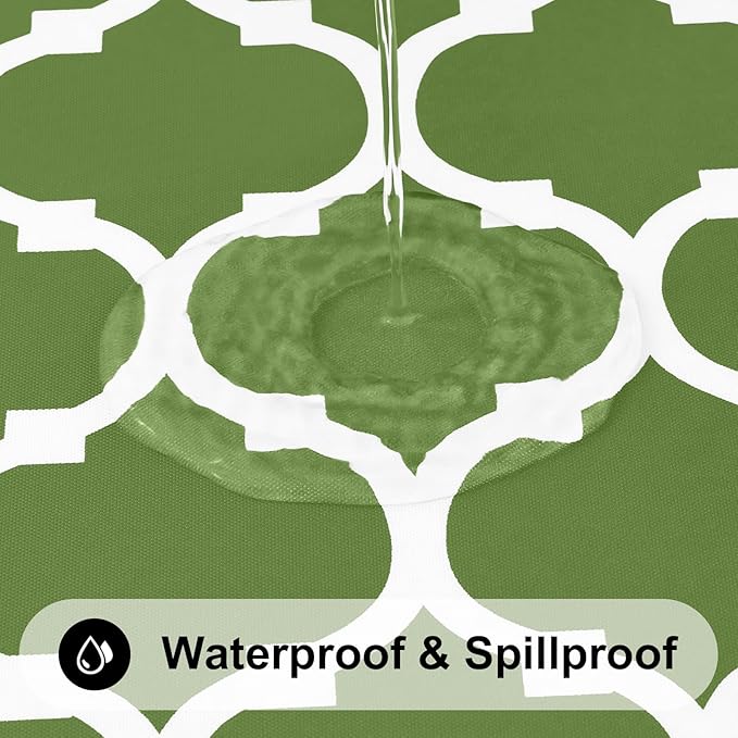 Smiry Rectangle Table Cloth, Waterproof Vinyl Tablecloth with Flannel Backing for Rectangle Tables, Wipeable Spillproof Plastic Tablecloths for Dining, Camping, Indoor and Outdoor (60"x120", Green)