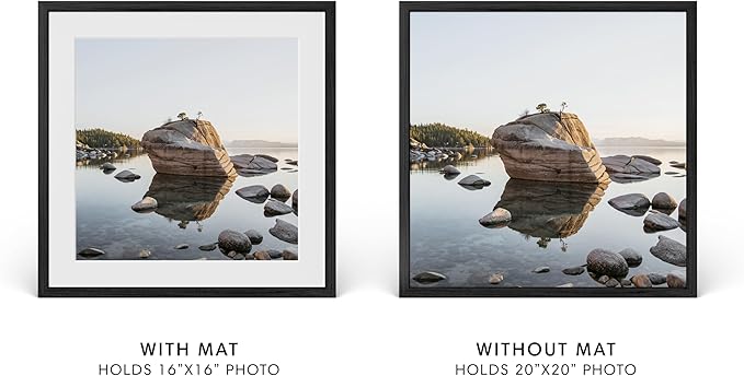 Haus and Hues 20x20 Picture Frame with Real Glass & Black American Oak Matted to 16x16 - Oak 20x20 Frame With Mat - Includes Vertical & Horizontal Hang - Ideal for Home, Room, Office (20x20 in, Black)