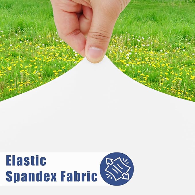 Spandex 6 Foot Rectangle Table Cloth 2 Pack, Elastic Fitted Tablecloths for Picnic, Stretch Washable Patio Table Cover for Outdoor, Camping, Banquet and Parties (White, 30"x72")