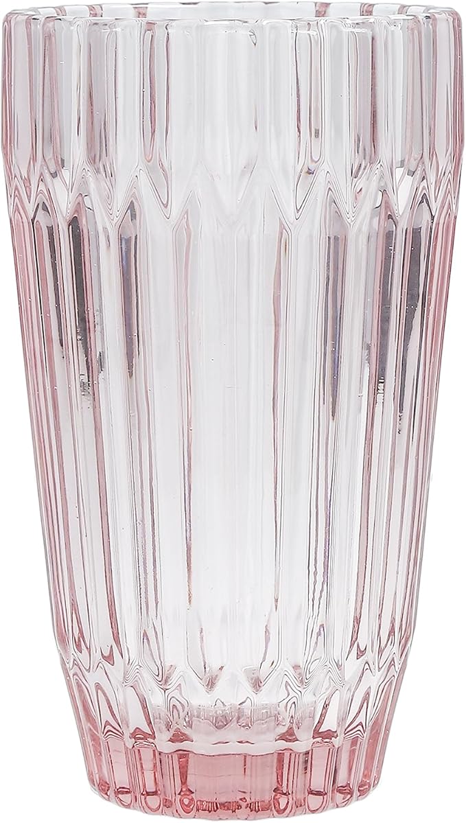 Fortessa Archie Glass Drinkware, Iced Beverage Glass (Set of 6), 14.8 Ounce, Pink