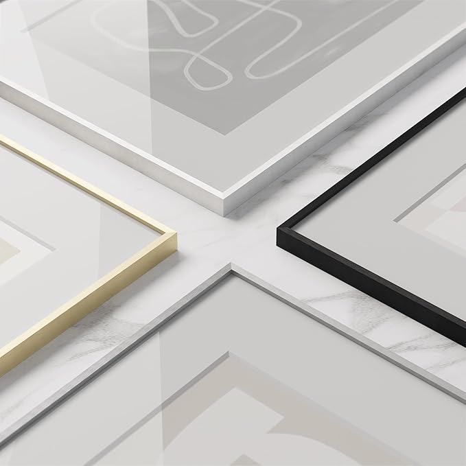 HAUS AND HUES 12x12 Picture Frame with Real Glass & Silver Premium-Grade Metal Matted to 8x8 - Aluminum 12x12 Frame - Includes Hanging Kit - Ideal for Home, Office (12x12 in, Silver)