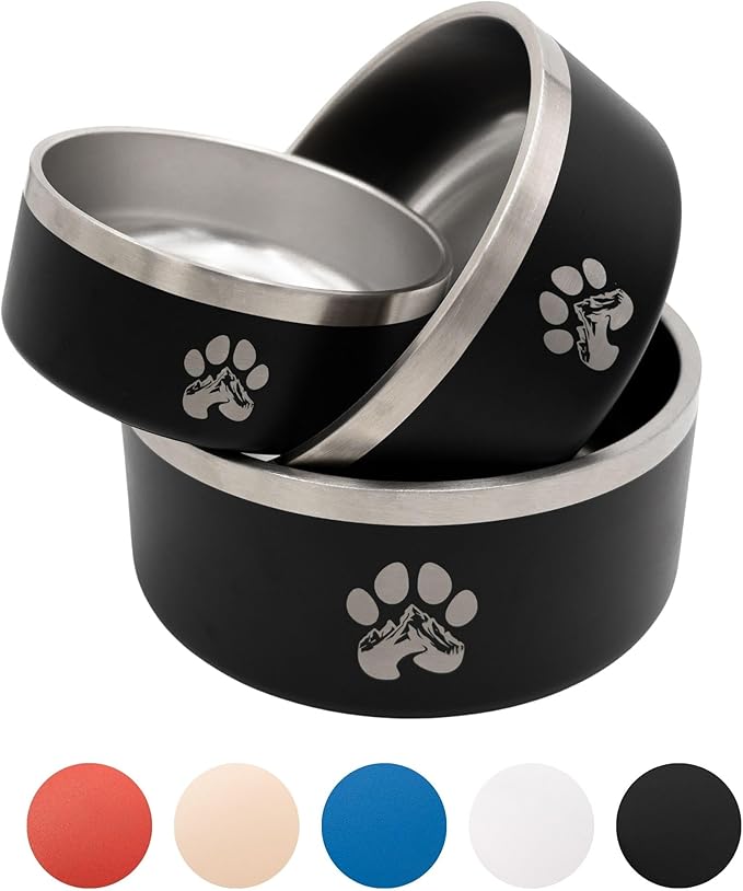 Stainless Steel Dog Bowl for Small-Large Dogs | Double Wall Insulated, Non-Slip Base Heavy Duty Water and Food Bowls for Dogs & Cats | Pet Safe BPA Free & Dishwasher Safe | 64 Oz - Blue