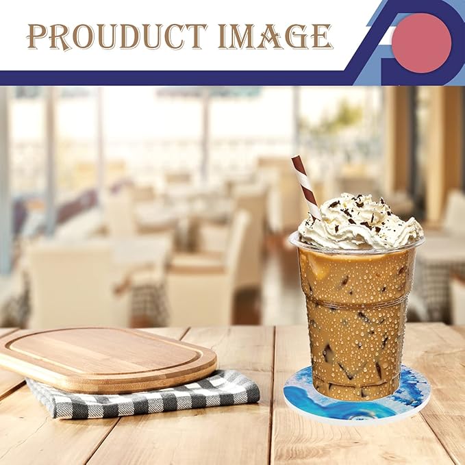 4-Piece Round Absorbent Ceramic Coaster Set with Cork Base – Durable Drink Coasters for Mugs, Cups, and Tabletop Protection (Sunflower)