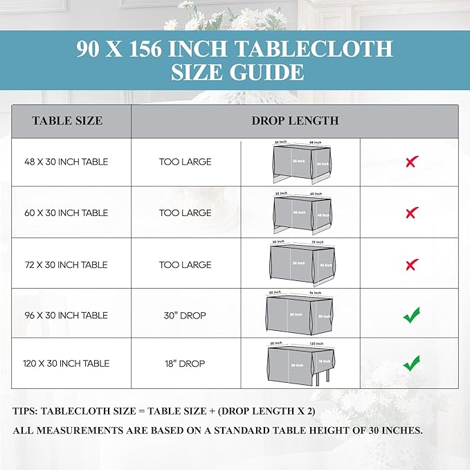VidaFete Tablecloth 90 * 156inch 2pack Rectangle Table Cloth Polyester, Stain Wrinkle Resistant Dining Table Cover for Kitchen Dinning Party Wedding Rectangular Tabletop Buffet Decoration(White)