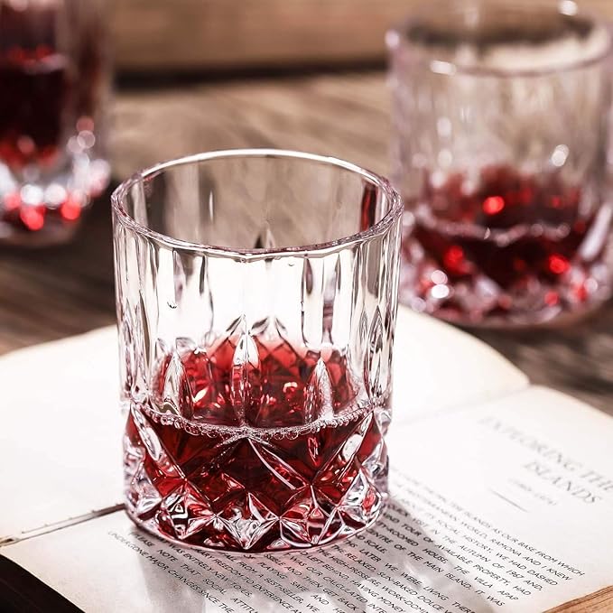 Set of 4 Crystal Whiskey Glasses - 11 oz Double Old Fashioned Tumbler, Perfect for Bourbon, Vodka, and Cocktails (Set of 4)