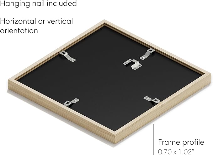HAUS AND HUES 12x12 Picture Frame with Real Glass and Natural American Oak Matted to 8x8 - Oak 12x12 Frame With Mat - Includes Vertical & Horizontal Hang - Ideal for Home, Office (12x12 in, Natural)