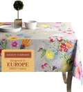 Maison d' Hermine Table Cloth Rectangle Table 100% Cotton 54 x 72 Inches Tablecloth Reusable Decorative for Dining Room Farmhouse Home Valentines Day Decorations Spring Summer - Jardin D'Ete - Fog