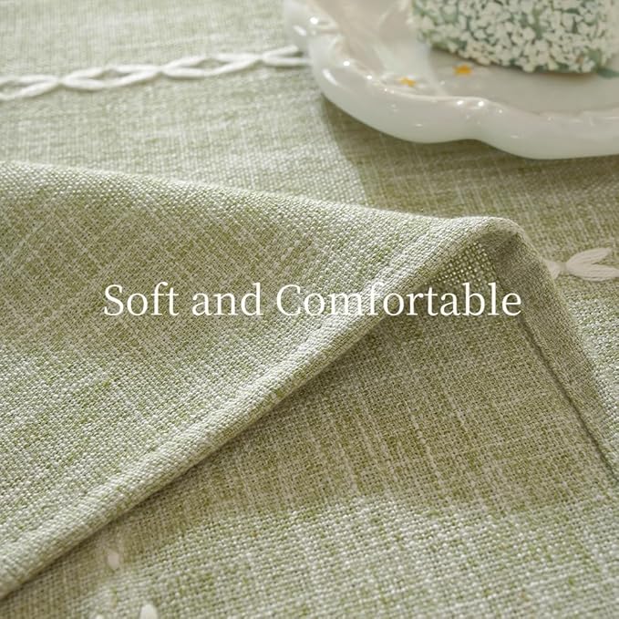 Zobesta Sage Green Tablecloth Rectangle 53 x 98 Inch, Cotton Green Table Cloth Rectangle Table, Washable Farmhouse Soft Boho Tablecloths Rectangular for Party, Holiday, Picnic, Dining, Outdoor,Fall