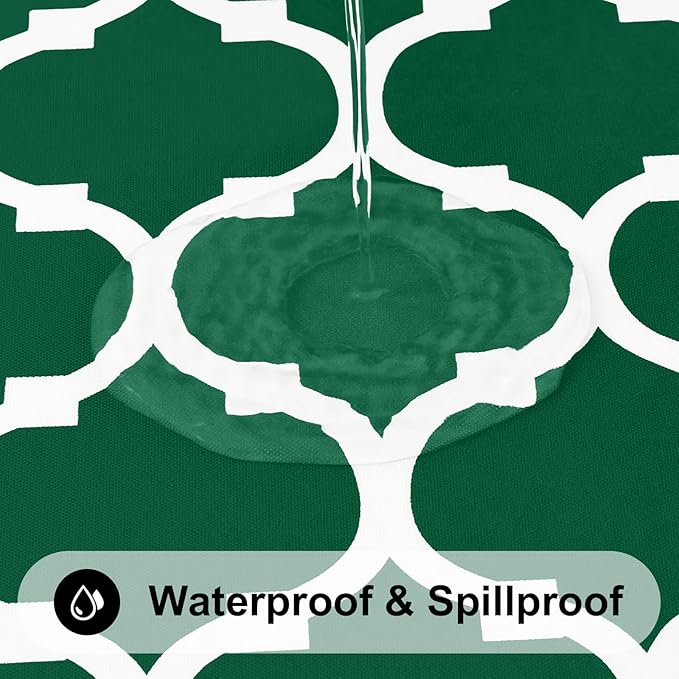 Smiry Square Table Cloth, Waterproof Vinyl Tablecloth with Flannel Backing for Square Tables, Wipeable Spillproof Plastic Tablecloths for Dining, Camping, Indoor and Outdoor (54"x54", Emerald Green)