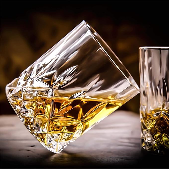 Set of 4 Crystal Whiskey Glasses - 11 oz Double Old Fashioned Tumbler, Perfect for Bourbon, Vodka, and Cocktails (Set of 4)