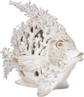 Ocean Decor White Coral Reef Angelfish Sculpture Beach Home Decor Coastal Coral Look Tabletop Collection 11 in x 10 in