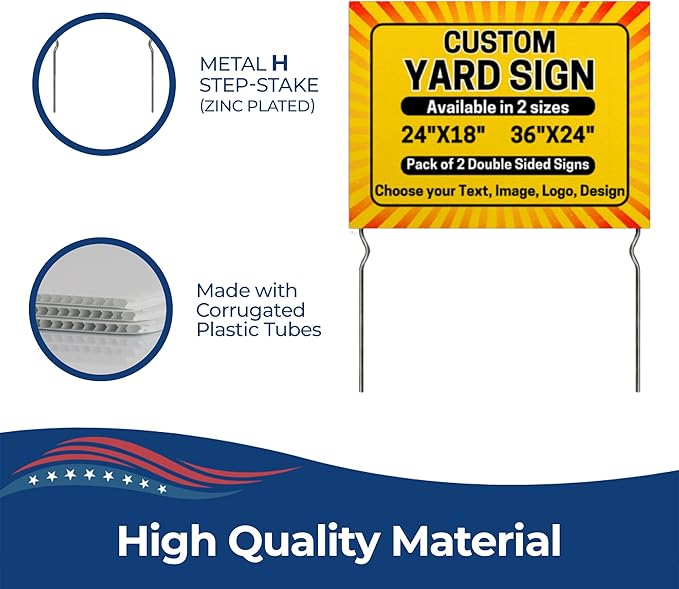 Custom Yard Signs with Metal Stakes by DreamController | Personalized Lawn Signs for Businesses, Events & Campaigns | HD Printed Outdoor Signage | Made in USA | Available in 24"×18" and 36"×24"