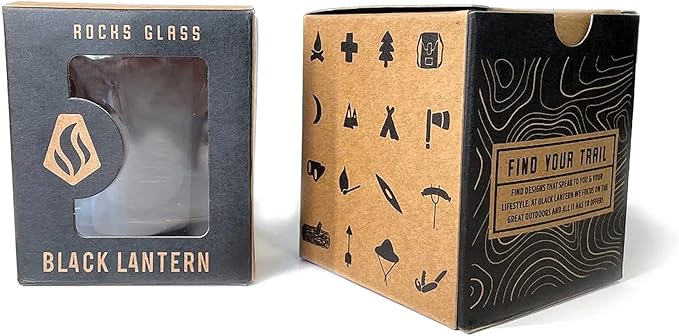 Black Lantern Whiskey Glasses - National Park Topographic Map Old Fashioned Glasses - 11oz. Rock Glass Set of 2 - Cocktail & Everyday Use Drinking Glasses - Dishwasher Safe (Rocky Mountain)