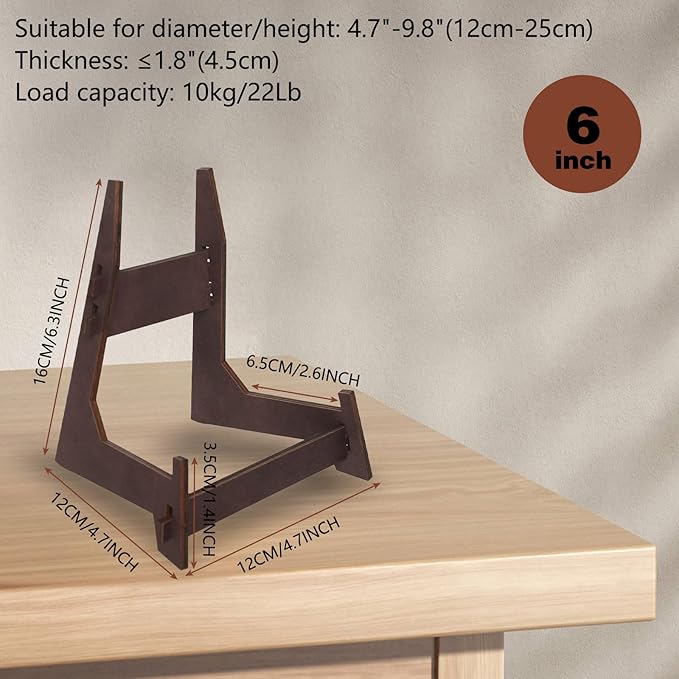 Plate Stands for Display,6 Inch wooden Plate Holder Display Stands,Frame holder stand for Book, Picture,plaque, Decorative Plate, Photo and Platter, Tabletop Art.(1 Pack )