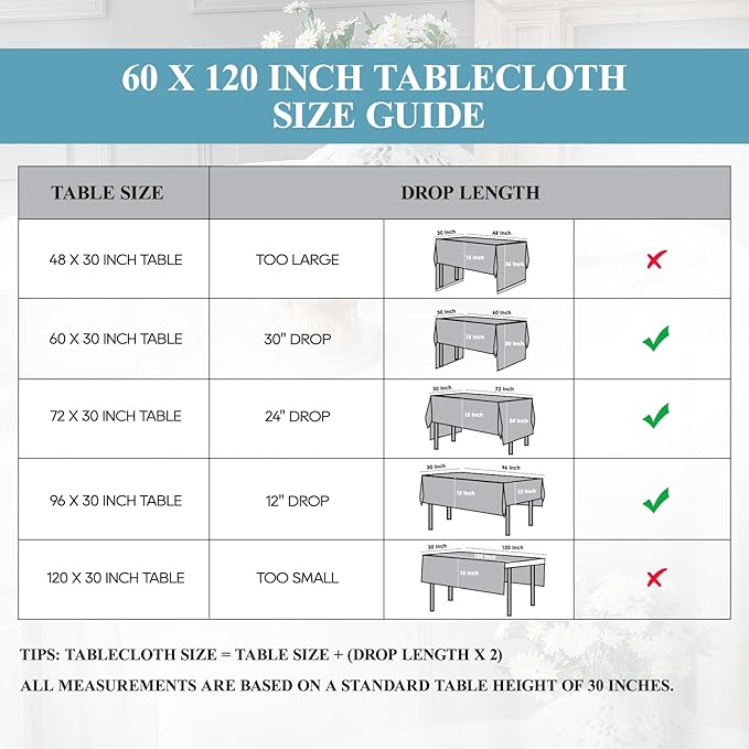 VidaFete Tablecloth 60 * 120inch 2pack Rectangle Table Cloth Polyester, Stain Wrinkle Resistant Dining Table Cover for Kitchen Dinning Party Wedding Rectangular Tabletop Buffet Decoration(White)