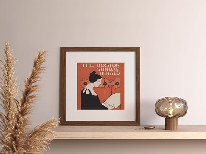 Haus and Hues 12x12 Picture Frame with Real Glass & Walnut American Oak Matted to 8x8 - Oak 12x12 Frame With Mat - Includes Vertical & Horizontal Hang - Ideal for Home, Room, Office (12x12 in, Walnut)