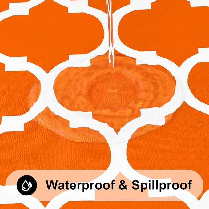 Smiry Rectangle Table Cloth, Waterproof Vinyl Tablecloth with Flannel Backing for Rectangle Tables, Wipeable Spillproof Plastic Tablecloths for Dining, Indoor and Outdoor (52"x70", Bright Orange)