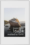 HAUS AND HUES 16x24 Picture Frame with Real Glass & Silver Premium-Grade Metal Matted to 12x16 - Aluminum 16x24 Frame - Includes Hanging Kit - Ideal for Home, Office (16x24 in, Silver)