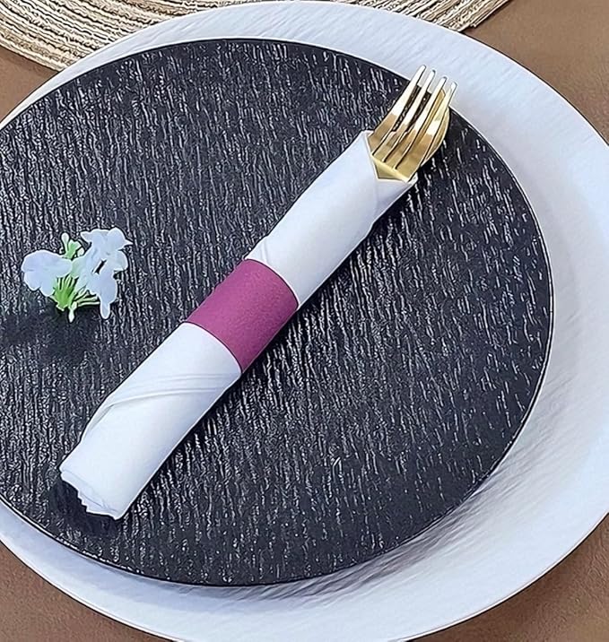 Germiwipe Paper Napkin Bands Box of 500,Napkin Rings Self Adhesive,Silverware Wraps Bands (Burgundy, Burgundy-500pcs)