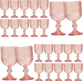 24 Pcs Pink Vintage Wine Glasses, 11 Ounces Colored Glass Water Goblets, Unique Embossed Pattern High Clear Stemmed Glassware Wedding Party Bar Glass Drinking Cups Fancy Glasses Set Hand Wash Only
