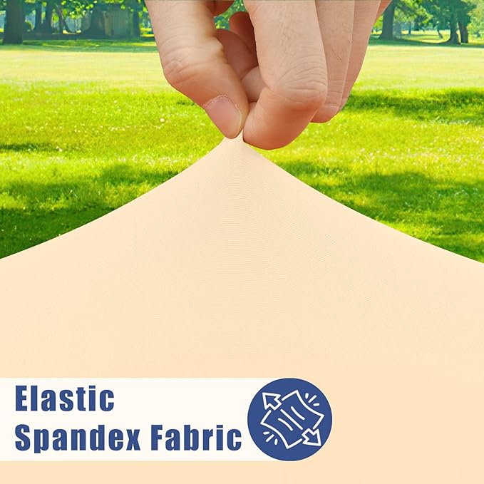 Round Spandex Tablecloth, Elastic Fitted Waterproof Tablecloths for 42"-50" Tables, Stretch Washable Picnic Table Cover for Camping, Dining, Indoor and Outdoor,Ivory