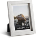 HAUS AND HUES 5x7 Picture Frame with Real Glass and White Oak Matted to 4x6 - Oak 5x7 Picture Frame - Includes American Oak, Easel Back, Vertical Hang - Ideal for Home, Room, Office (5x7 in, White)