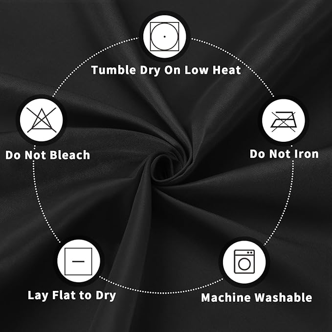 PureFit 10 Pack Rectangle Black Table Cloths 90 x 132 Inch for 8Ft Tables, Stain and Wrinkle Resistant Table Linens for Home Use, Wedding, Party, Banquet and Camping