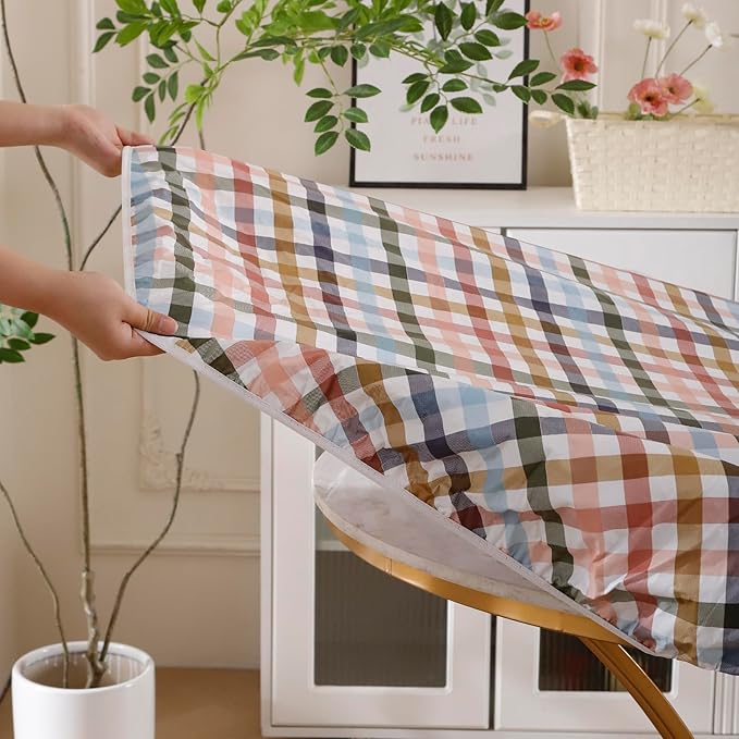 Walrus Round Vinyl Fitted Tablecloth with Flannel Backing Elastic Edge Design Table Cover Waterproof Oil-Proof PVC Table Cloth Stain-Resistant Best for 37"-44" Round