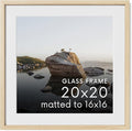 HAUS AND HUES 20x20 Picture Frame with Real Glass & Natural American Oak Matted to 16x16 - Oak 20x20 Frame With Mat - Includes Vertical & Horizontal Hang - Ideal for Home, Office (20x20 in, Natural)