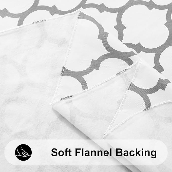 Smiry Rectangle Table Cloth, Waterproof Vinyl Tablecloth with Flannel Backing for Rectangle Tables, Wipeable Spillproof Plastic Tablecloths for Dining, Camping, Indoor and Outdoor (60"x102", White)