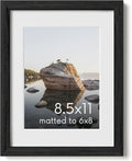 HAUS AND HUES 8.5x11 Picture Frame with Real Glass and Black American Oak Matted to 6x8-8.5 x 11 Picture Frame - Includes Vertical & Horizontal Hang - Ideal for Home, Room, Office (8.5x11 in, Black)