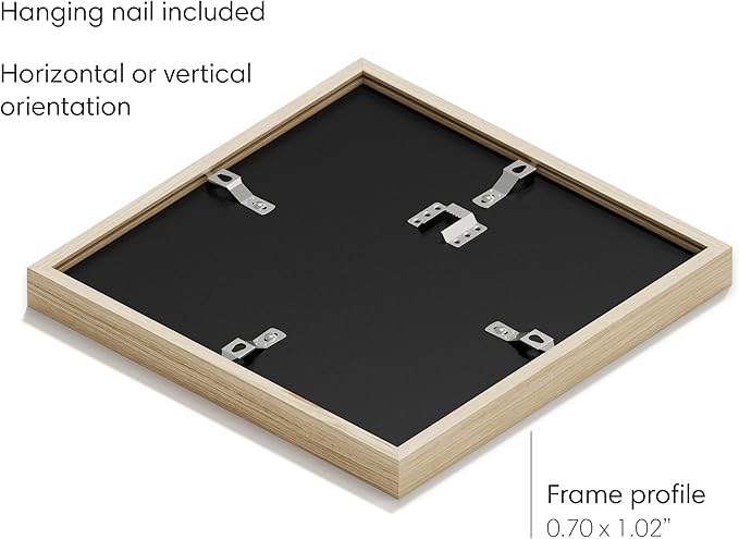 HAUS AND HUES 10x10 Picture Frame with Real Glass and Natural American Oak Matted to 5x5 - Oak 10x10 Frame With Mat - Includes Vertical & Horizontal Hang - Ideal for Home, Office (10x10 in, Natural)
