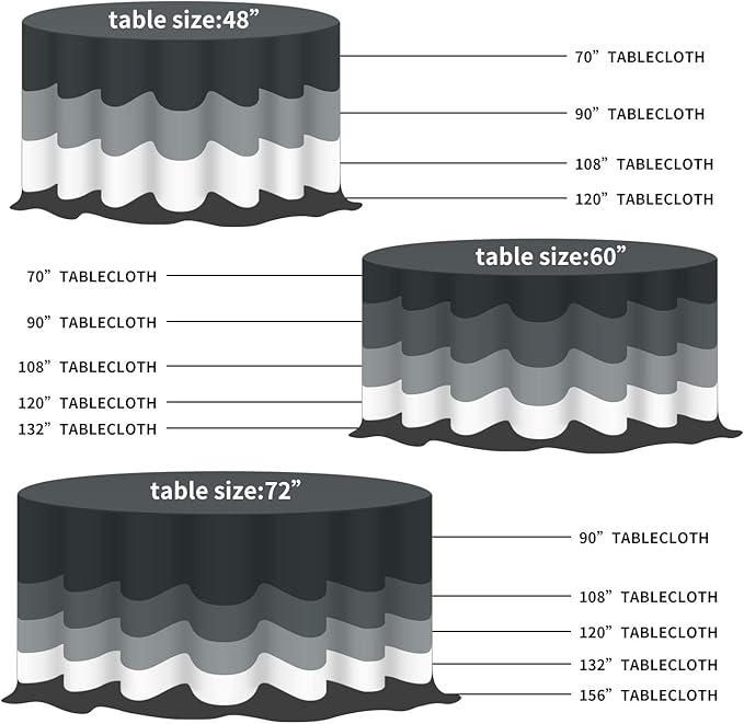 Fokitut 6 Pack Round Tablecloth, 120 Inch, Stain Resistant and Wrinkle Polyester Table Cloth, Fabric Table Cover for Kitchen Dining, Wedding, Party, Holiday Dinner-White