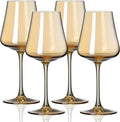 PTSTING Wine Glasses Set of 4 Amber Wine Glass 14oz Glassware for Tasting,Wedding,Anniversary,Christmas, Birthday