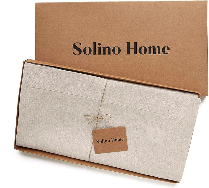 Solino Home Linen Tablecloth 60 x 120 Inch - 100% Pure Linen Light Natural Table Cloth for Rectangle Tables - Athena, Machine Washable Tablecloth for Spring, Easter