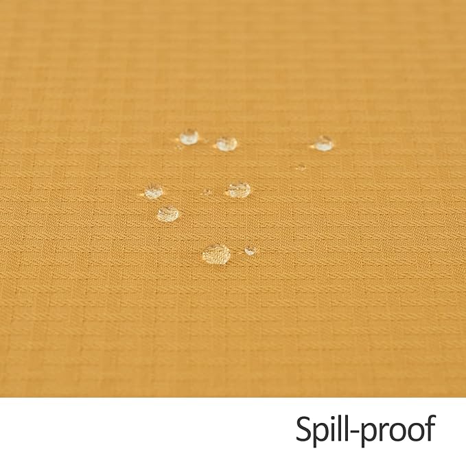 maxmill Weaved Texture Rectangle Tablecloth Water Resistant Wrinkle Free Spill-Proof, Soft Table Cloth for Dining Room Decoration, Banquet Parties Event Holiday Dinner, 60 x 84 Inch Ochre Yellow