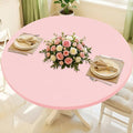 Round Spandex Valentines Day Tablecloth, Elastic Fitted Waterproof Tablecloths for 31"-35" Tables, Stretch Washable Picnic Table Cover for Camping, Dining, Indoor and Outdoor, Pink