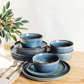 AmorArc Ceramic Dinnerware Sets for 4,Round Reactive Glaze Stoneware Plates and Bowls Set,Highly Scrath Resistant Dishware | Dishwasher & Microwave Safe Dishes Set,Service for 4 (12pc)