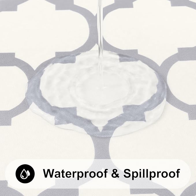 Smiry Square Table Cloth, Waterproof Vinyl Tablecloth with Flannel Backing for Square Tables, Wipeable Spillproof Plastic Tablecloths for Dining, Camping, Indoor and Outdoor (54"x54", Beige)