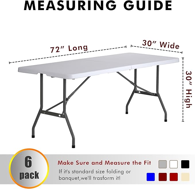 Nasitos 6 Pack Fitted Tablecloths for 6 Foot Tables Black Trade Show Table Covers-Open Back Washable Vendor Table Cloth for Craft Show, Events