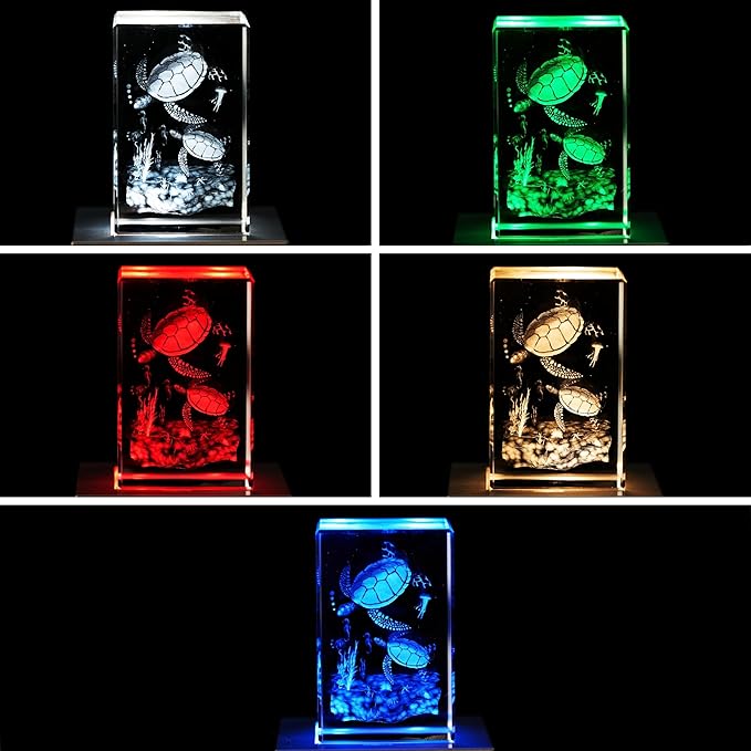 EUSTUMA LED Light Base Square Display Stand In A Variety of Colors,Lighted Up Stand Color Changing LED for 3D Glass Crystal Art,Holiday Party Decoration. (Large silver, Large)